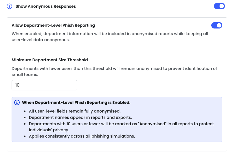 Anonymous Responses configuration settings in Company Edit